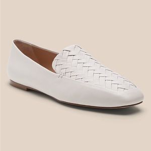 Banana Republic Woven Leather Bone Loafers